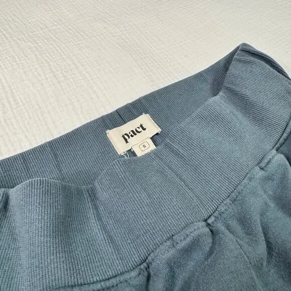 Pact Lounge Pants Blue Ribbed Waist Straight Leg Women’s Small Organic Cotton - Picture 3 of 16